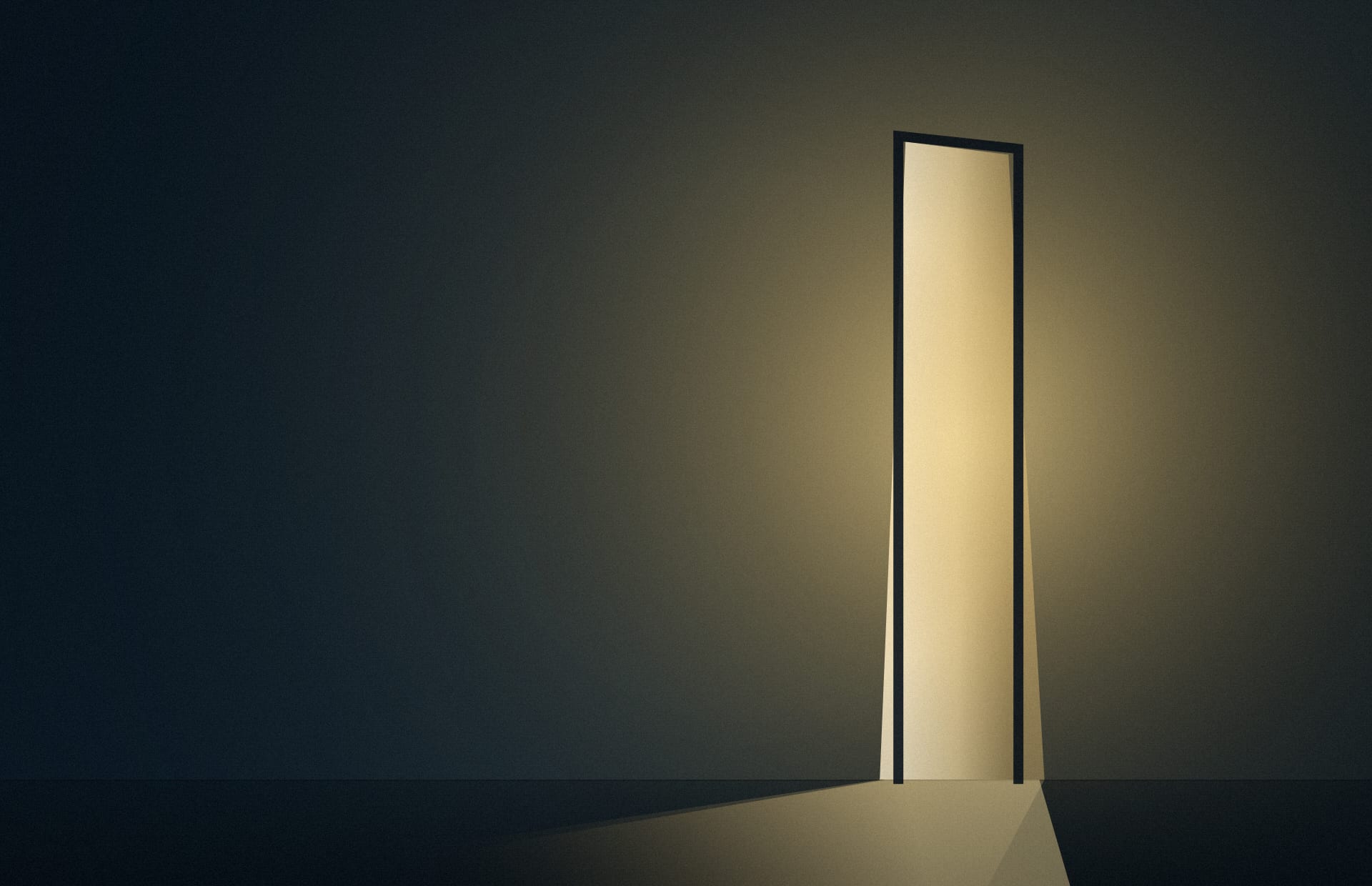 Arrival moment — unlocking the door of a new office in warm morning light